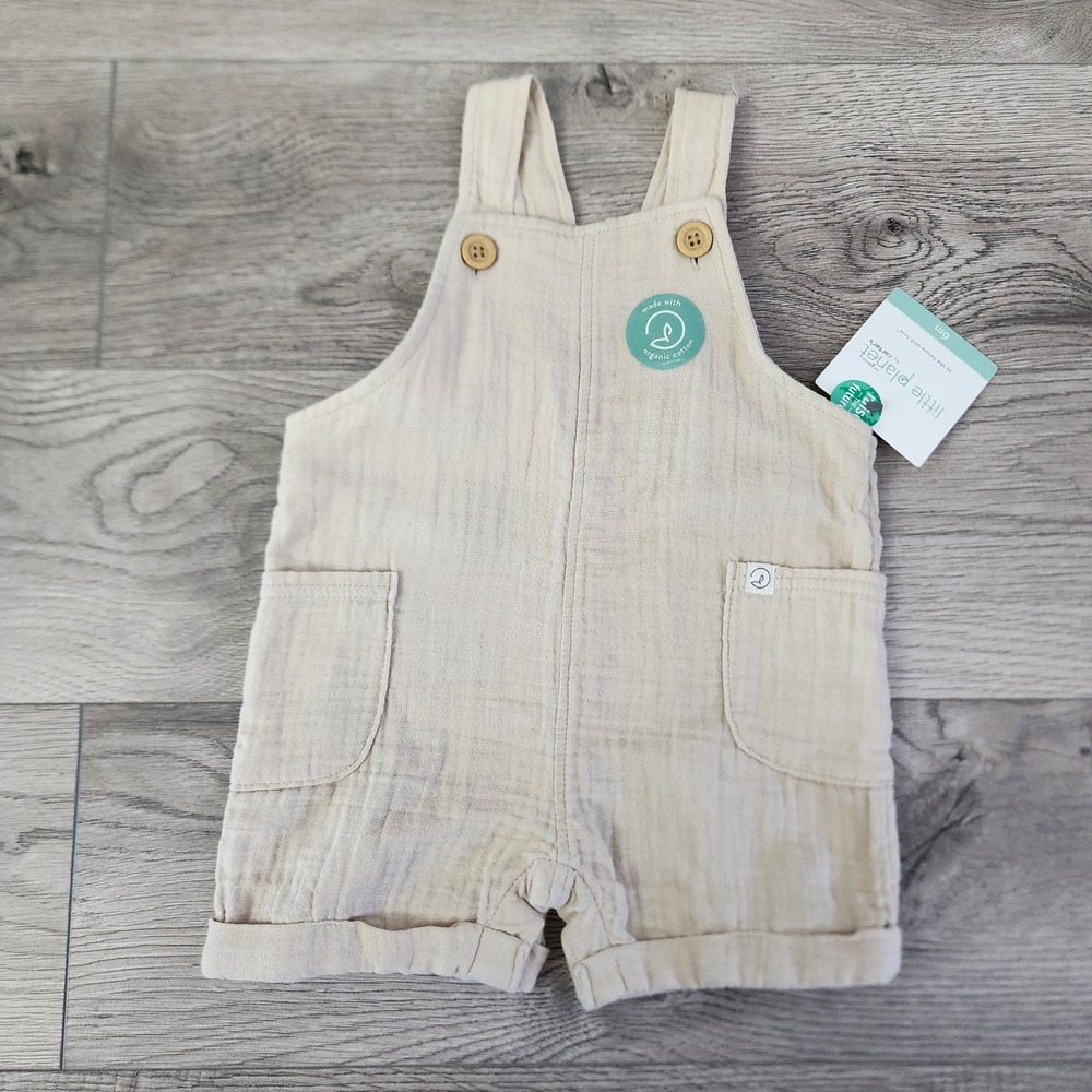 Little Planet by Carter's Baby Shortalls Beige Short Organic Cotton Size 6M NWT